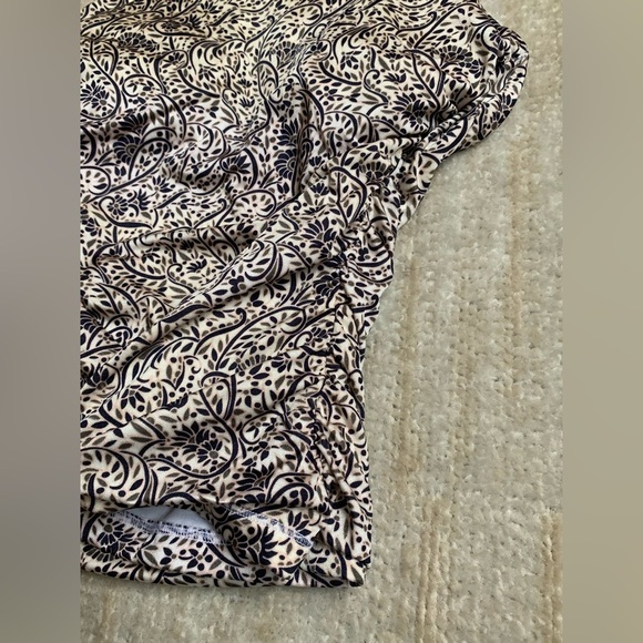 Athleta Paisley Print Ruched Tankini 34B/C Tan Cream Swimwear Top Vacation - Picture 3 of 11